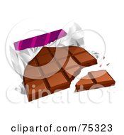 Poster, Art Print Of Broken Chocolate Candy Bar With A Torn Wrapper