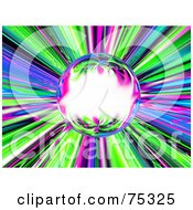 Poster, Art Print Of Orb Of Light In A Tunnel Of Green Pink And Blue Streaks