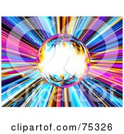 Poster, Art Print Of Orb Of Light In A Tunnel Of Blue Orange And Pink Streaks