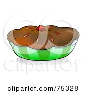 Royalty Free RF Clipart Illustration Of A Chocolate Crusted Pie Or Muffin In A Green Wrapper