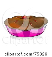 Poster, Art Print Of Chocolate Crusted Pie Or Muffin In A Pink Wrapper