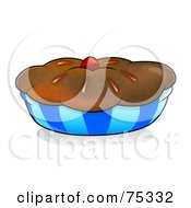 Poster, Art Print Of Chocolate Crusted Pie Or Muffin In A Blue Wrapper