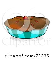 Poster, Art Print Of Chocolate Crusted Pie Or Muffin In A Turquoise Wrapper