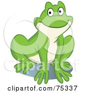 Poster, Art Print Of Happy Green And Beige Frog