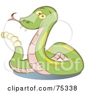 Royalty Free RF Clipart Illustration Of A Grinning Rattle Snake Shaking Its Tail by Frisko
