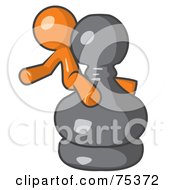 Poster, Art Print Of Orange Man Sitting On A Giant Chess Pawn