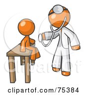 Orange Man Doctor Examining A Child