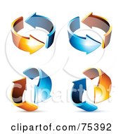 Royalty Free RF Clipart Illustration Of A Digital Collage Of Circling Blue And Orange Arrows At Different Angles