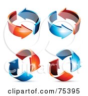 Royalty-Free (RF) Clipart Illustration of a Digital Collage Of Circling Blue And Red Arrows At Different Angles by beboy #COLLC75395-0058