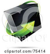 Poster, Art Print Of Pre-Made Business Logo Of A Green Arrow Around A Black Box On White