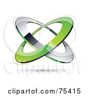 Pre-Made Business Logo Of Green And Chrome Rings On White