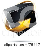 Poster, Art Print Of Pre-Made Business Logo Of A Yellow Arrow Around A Black Box On White