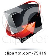 Royalty Free RF Clipart Illustration Of A Pre Made Business Logo Of A Red Arrow Around A Black Box On White by beboy