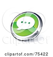 Poster, Art Print Of Round Green And Chrome 3d Chat Window Web Site Button