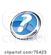 Poster, Art Print Of Round Blue And Chrome 3d Question Mark Web Site Button