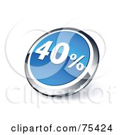 Poster, Art Print Of Round Blue And Chrome 3d Forty Percent Web Site Button