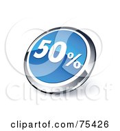 Poster, Art Print Of Round Blue And Chrome 3d Fifty Percent Web Site Button