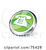 Poster, Art Print Of Round Green And Chrome 3d Desk Phone Web Site Button