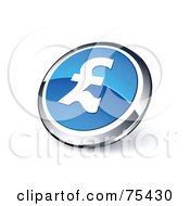 Poster, Art Print Of Round Blue And Chrome 3d Pound Sterling Web Site Button