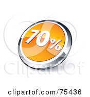 Poster, Art Print Of Round Orange And Chrome 3d Seventy Percent Web Site Button