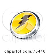 Poster, Art Print Of Round Yellow And Chrome 3d Bolt Web Site Button
