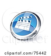 Poster, Art Print Of Round Blue And Chrome 3d Movie Clapper Web Site Button