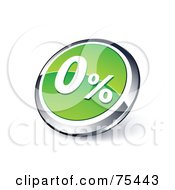 Poster, Art Print Of Round Green And Chrome 3d Zero Percent Web Site Button