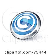 Poster, Art Print Of Round Blue And Chrome 3d Copyright Web Site Button