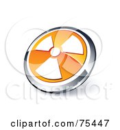 Round Orange And Chrome 3d Radioactive Web Site Button