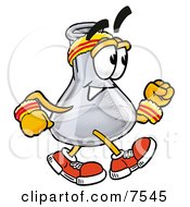Poster, Art Print Of An Erlenmeyer Conical Laboratory Flask Beaker Mascot Cartoon Character Speed Walking Or Jogging