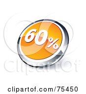 Poster, Art Print Of Round Orange And Chrome 3d Sixty Percent Web Site Button