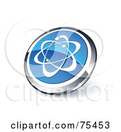 Poster, Art Print Of Round Blue And Chrome 3d Atoms Web Site Button