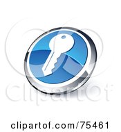 Poster, Art Print Of Round Blue And Chrome 3d Key Web Site Button