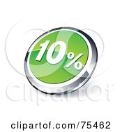 Poster, Art Print Of Round Green And Chrome 3d Ten Percent Web Site Button