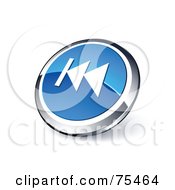Royalty Free RF Clipart Illustration Of A Round Blue And Chrome 3d Fast Rewind Web Site Button