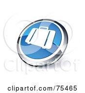 Royalty Free RF Clipart Illustration Of A Round Blue And Chrome 3d Luggage Web Site Button