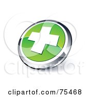Royalty Free RF Clipart Illustration Of A Round Green And Chrome 3d Medical Cross Web Site Button by beboy