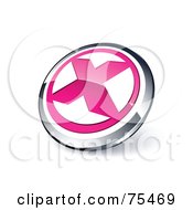 Royalty Free RF Clipart Illustration Of A Round Pink And Chrome 3d X Web Site Button
