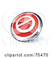 Poster, Art Print Of Round Red And Chrome 3d Prohibited Web Site Button