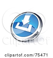 Royalty Free RF Clipart Illustration Of A Round Blue And Chrome 3d Download Web Site Button