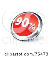 Poster, Art Print Of Round Red And Chrome 3d Ninety Percent Web Site Button