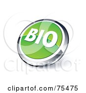 Royalty Free RF Clipart Illustration Of A Round Green And Chrome 3d BIO Web Site Button