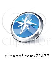 Royalty Free RF Clipart Illustration Of A Round Blue And Chrome 3d Ice Star Web Site Button by beboy