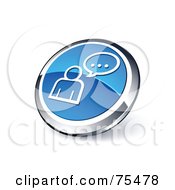 Poster, Art Print Of Round Blue And Chrome 3d Chat Web Site Button