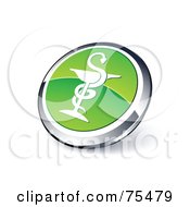 Royalty Free RF Clipart Illustration Of A Round Green And Chrome 3d Caduceus Web Site Button
