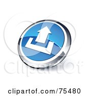 Round Blue And Chrome 3d Upload Web Site Button
