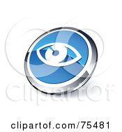 Poster, Art Print Of Round Blue And Chrome 3d Eye Web Site Button