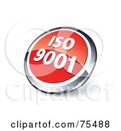 Royalty Free RF Clipart Illustration Of A Round Red And Chrome 3d ISO 9001 Web Site Button