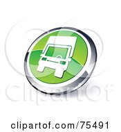 Poster, Art Print Of Round Green And Chrome 3d Delivery Truck Web Site Button
