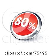 Poster, Art Print Of Round Red And Chrome 3d Eighty Percent Web Site Button
